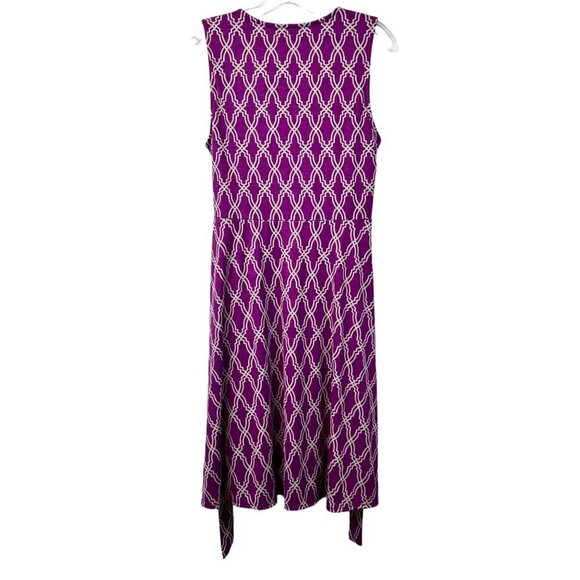 Hawthorn Women’s V-Neck Surplice A-Line Knee Length Dress Purple/Gray Tie L - Picture 7 of 9